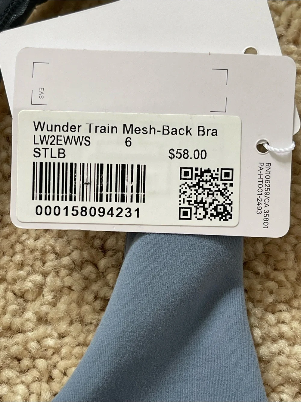 Lululemon wunder train mesh-back bra NEW with tags size 6, steel blue